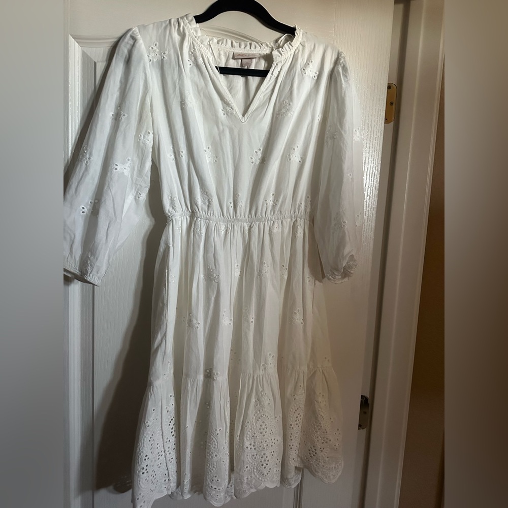 Knox Rose White Tiered Sundress with Bishop Sleeves